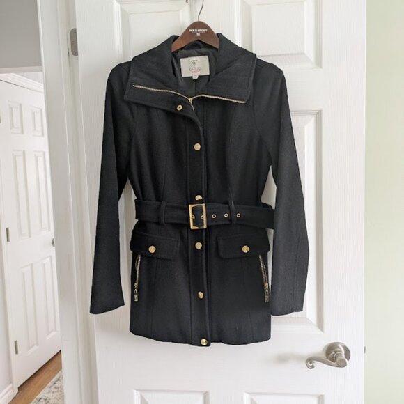 GUESS Black Wool Peacoat - Picture 1 of 5